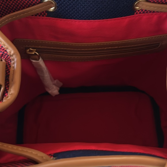 Boden Red Navy Stripped Bucket Bag - Picture 5 of 6